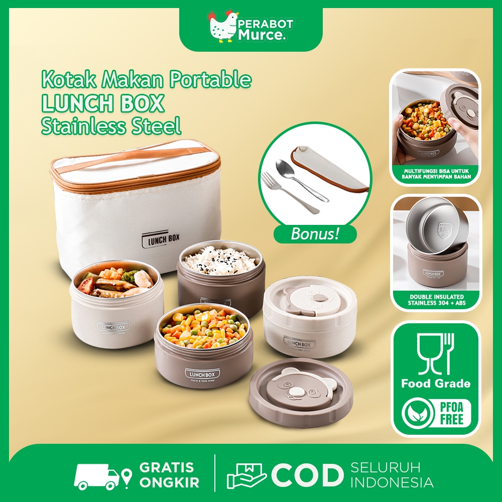 Jual Lunch Box Set Stainless 304 Portable Bento Box Isi 5 PCS Kotak ...