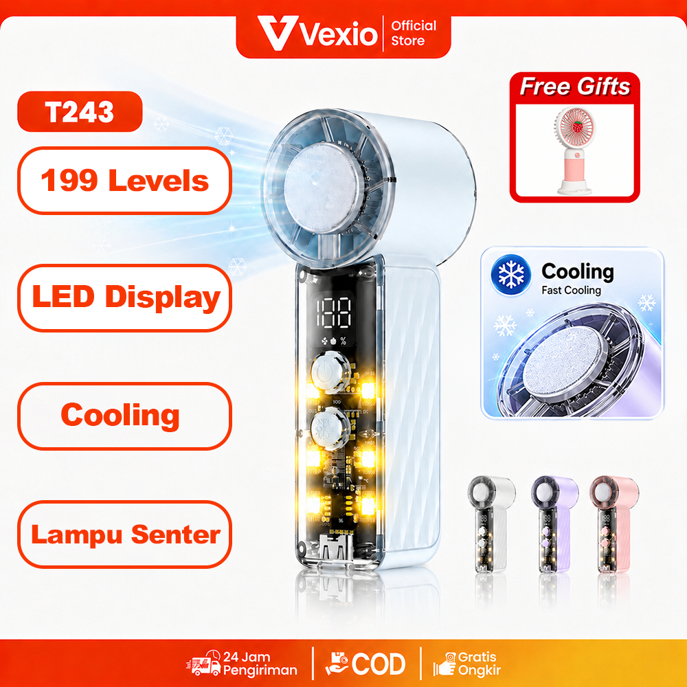 Jual Vexio Kipas Mini Cooling Lampu Senter Pocket Size High Speed 199 ...