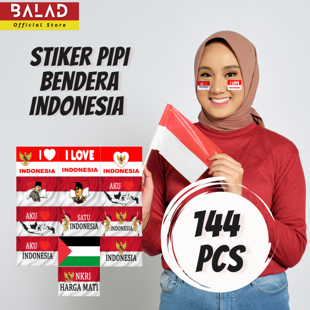 144 PCS STIKER PIPI BENDERA INDONESIA KEMERDEKAAN HUT RI 17 AGUSTUS