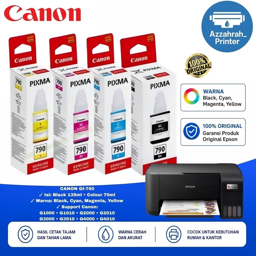 Jual Tinta Canon PIXMA GI-790 Original untuk printer G1000 G1010 G2000 ...