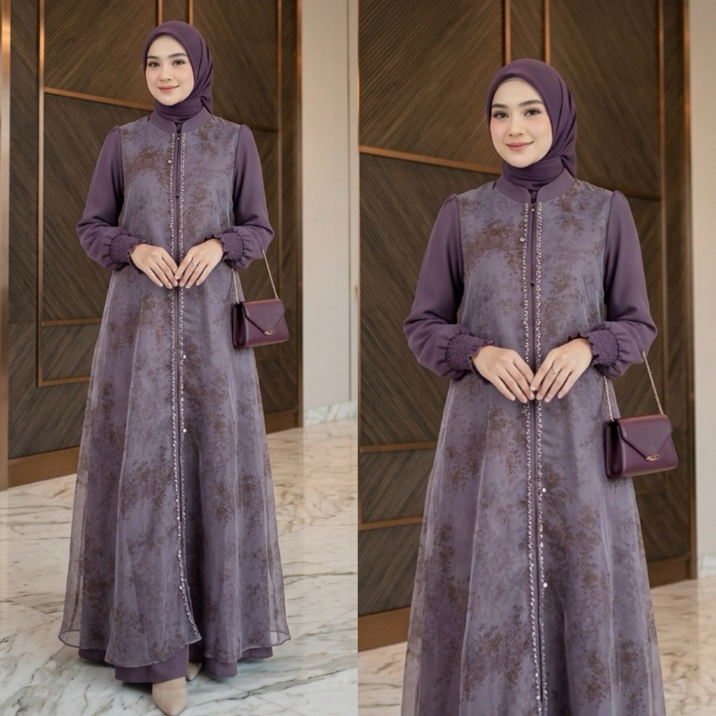 NNfashion ~ AURORA Dress Gamis Wanita  DEWASA Dress Gamis Ied Lebaran Wanita Muslimah Syari Dewasa Remaja Payet Outer  Panjang Ibu Menyusui Couple  Keluarga Motif Kombinasi