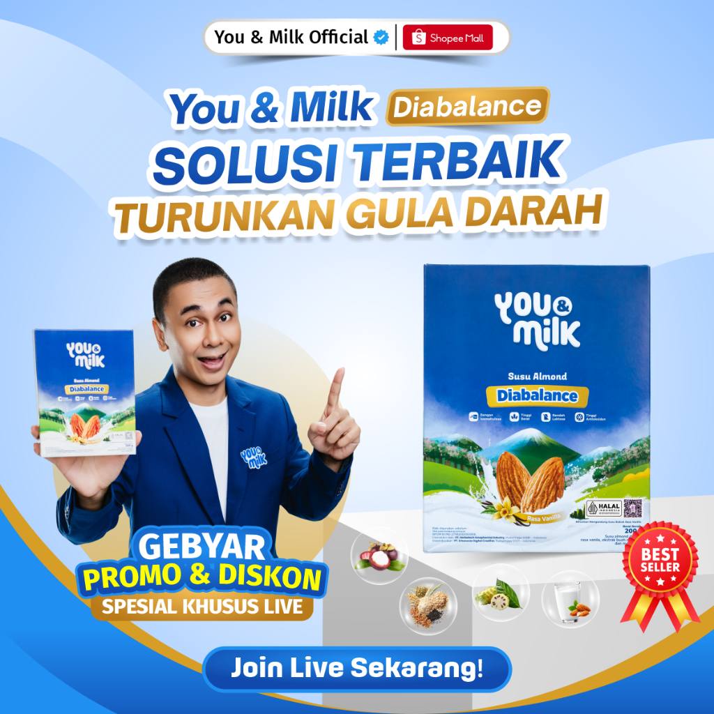 YOU & MILK DIABALANCE Susu Almond Rendah Gula Cegah Gula Darah Diabetes Di Masa Tua