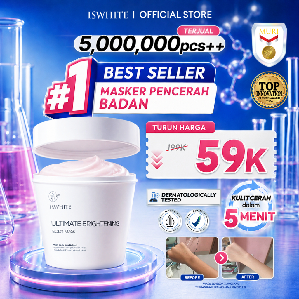 Jual [ MASKER PENCERAH BADAN ] ISWHITE Ultimate Brightening Body Mask ...