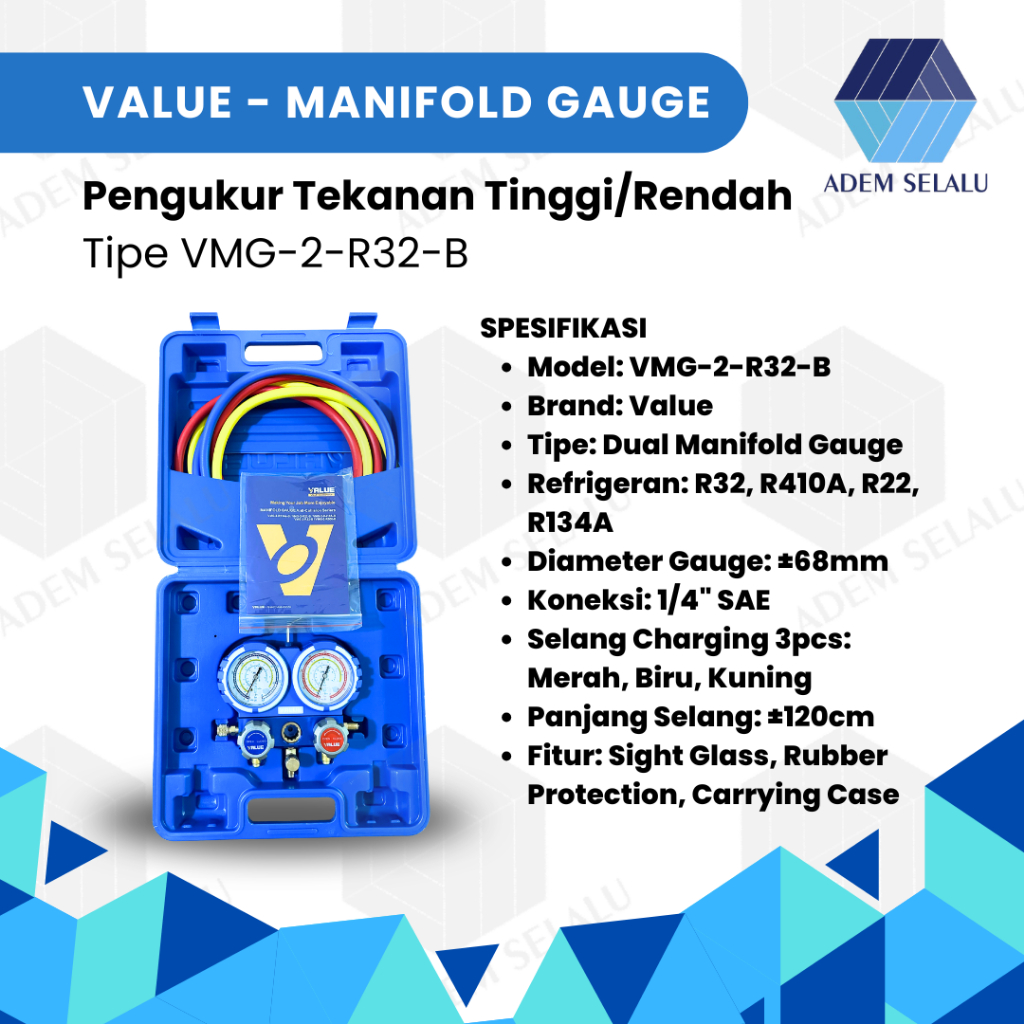 Jual Manifold Value VMG-2-R32-B | Gauge Alat Testing Pengukur AC ...