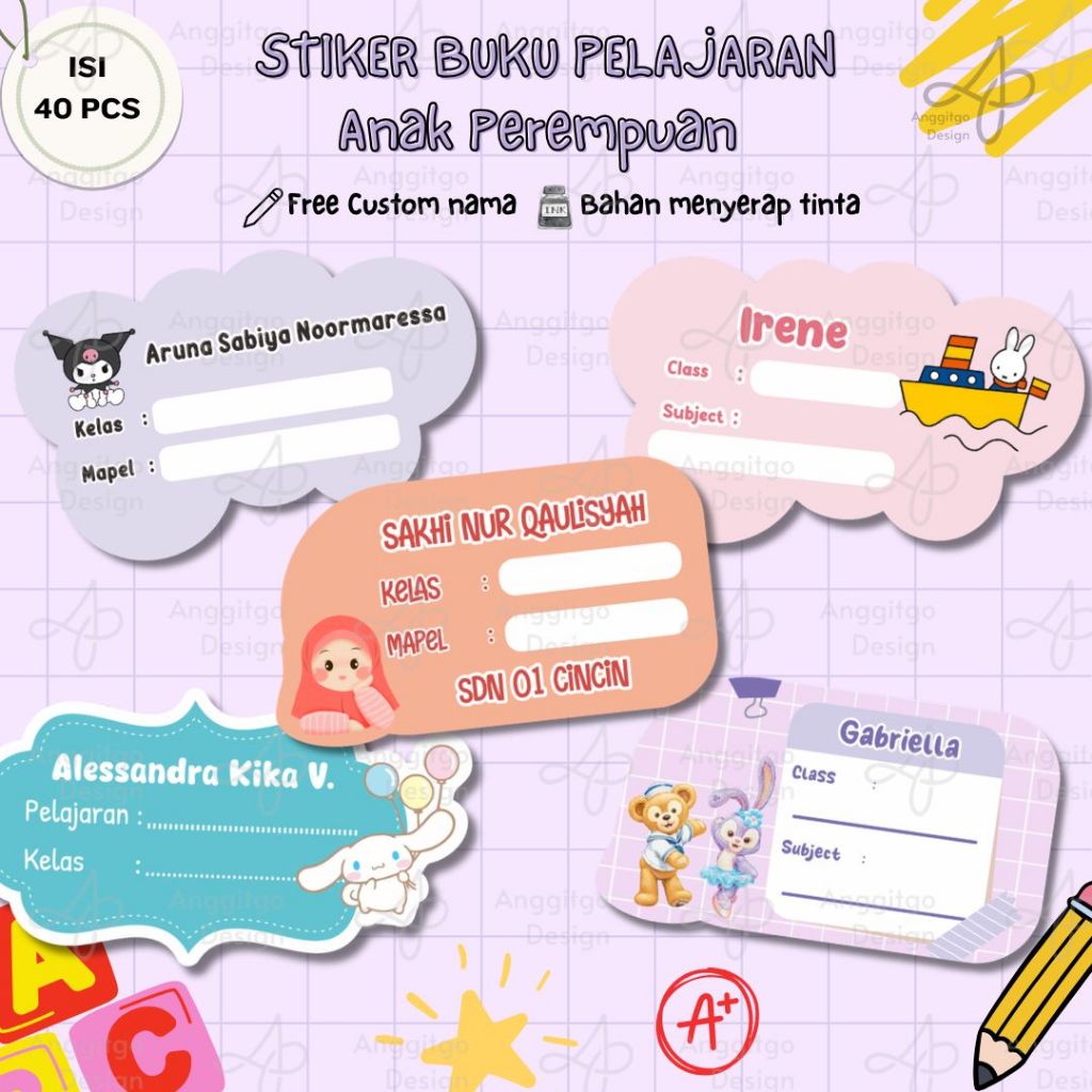 Jual Stiker Label Buku Pelajaran CUSTOM NAMA DAN SEKOLAH Bahan HVS ...