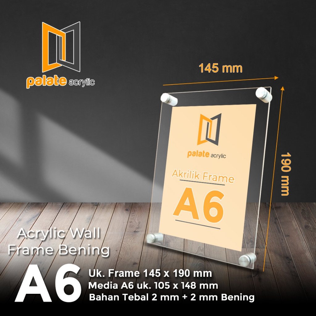 Jual AKRILIK FRAME A6 / ACRYLIC FRAME A6 2MM+2MM LANDSCAPE / PORTRAIT ...