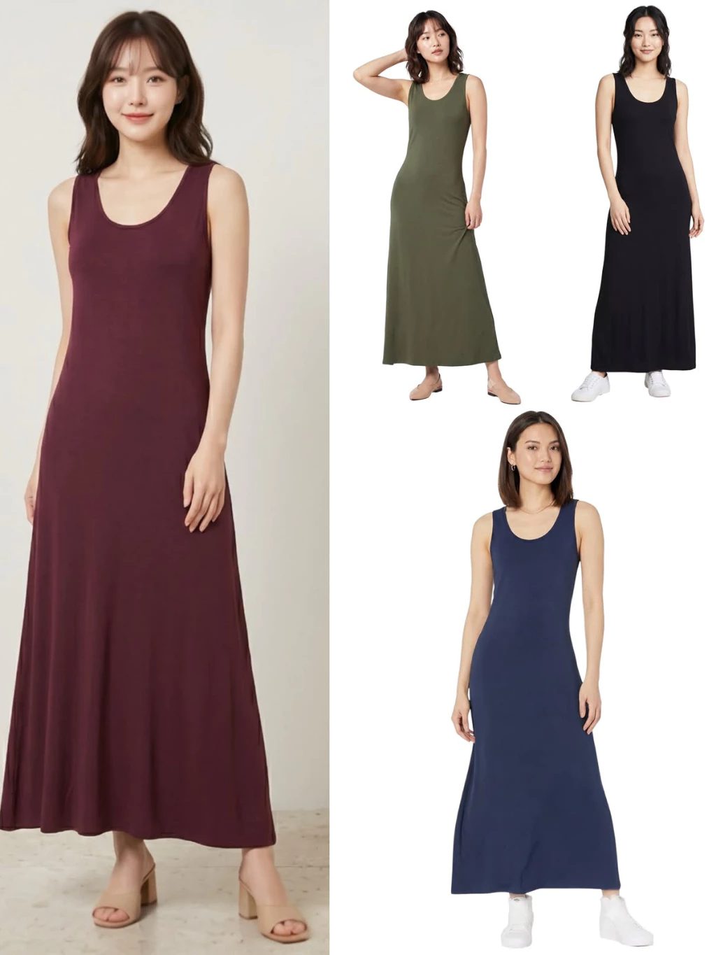 Maxi Dress Wanita Bahan Jersey AMZ Women's Sleeveless Maxi Dress - 2541