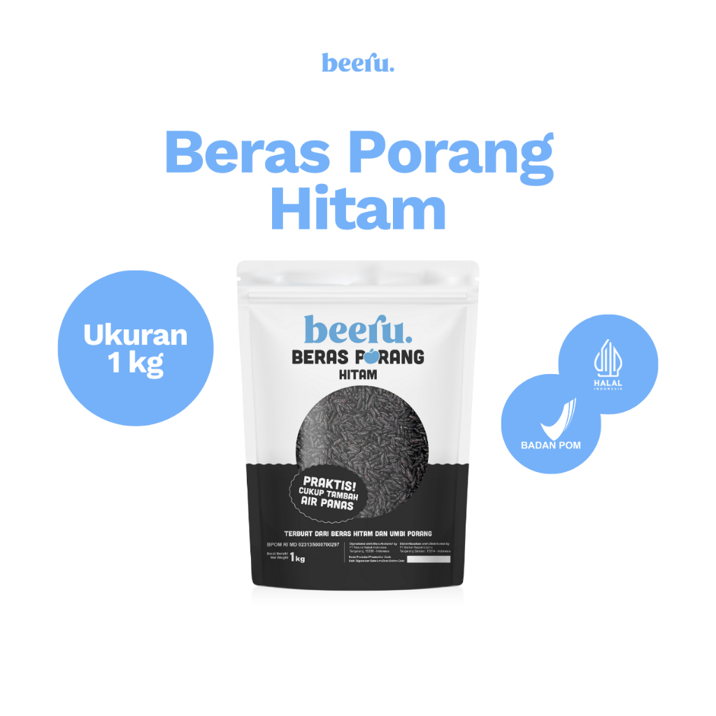 Beeru Beras Porang Hitam Pouch 1 Kg - Shirataki Konjac Rice