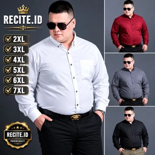 Recite (BIG SIZE JUMBO) Kemeja Polos Pria Jumbo Lengan Panjang Kantor Formal Casual Kerja Size XL XXL XXXL 4XL 5XL 6XL 7XL | Kemeja Cowok Big size/oversized Nyerap Keringat Anti Kusut