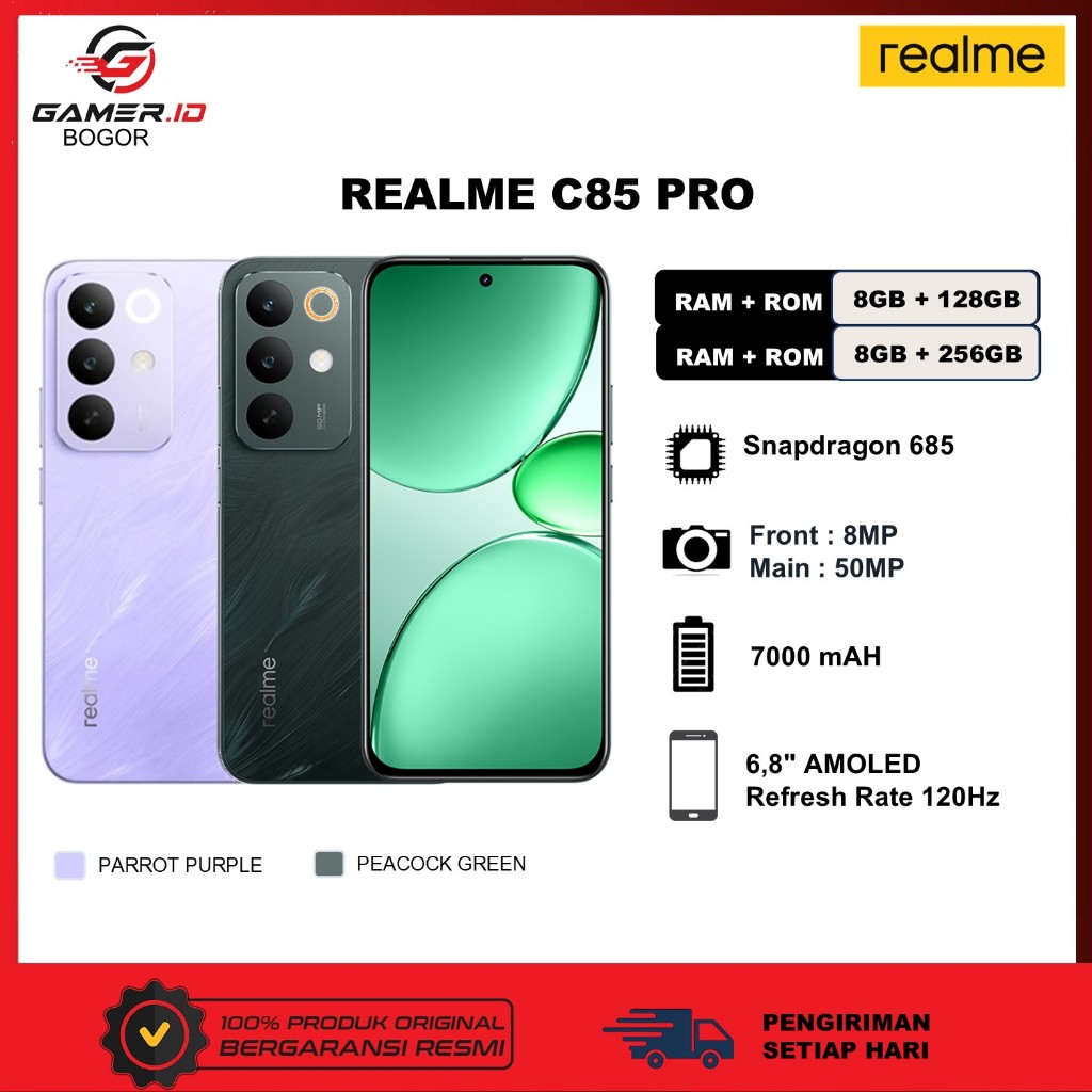 Realme C85 Pro 8/256GB | IP69 Pro Proteksi | Snapdragon 685 | 7000mAh 45W | NFC
