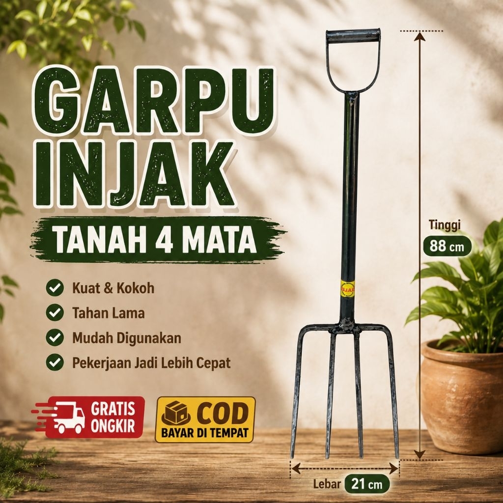 Garpu Tanah - Baja, Kuat, Tahan Lama, Asli Lokal
