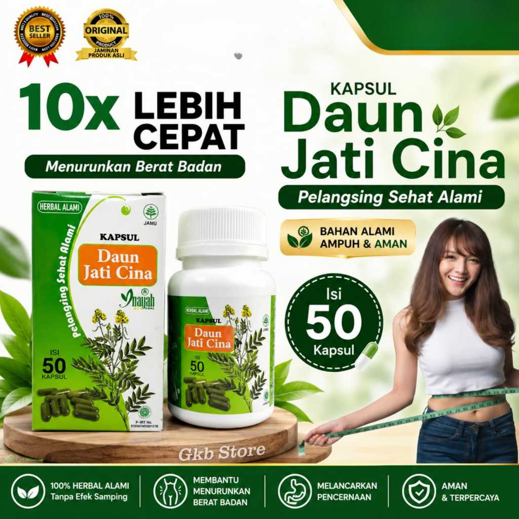 Kapsul Daun Jati Cina Inayah Herbal Diet Pelangsing Slimming Ampuh 100% Original