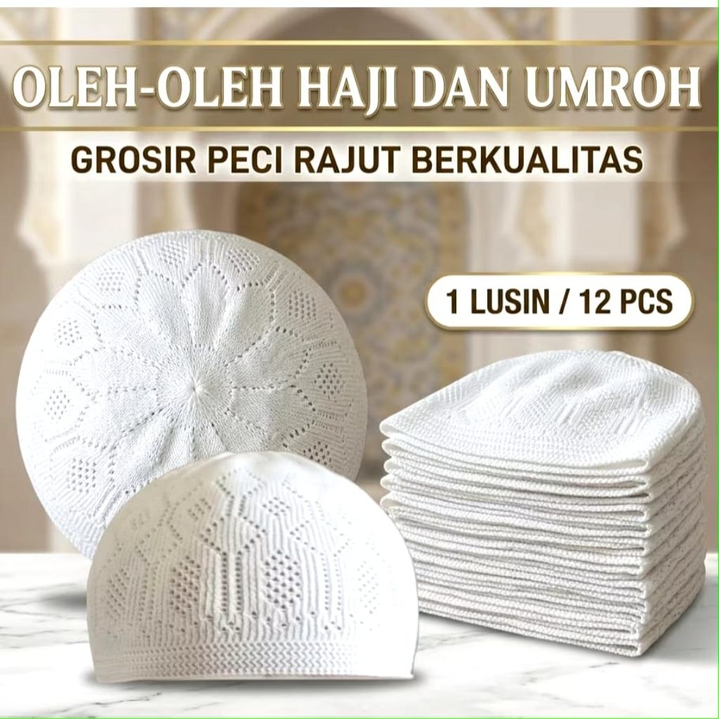 Grosir 12 Pcs Peci Rajut Mercan Soylu Dewasa 1Lusin Peci Turky Kopyah Seri Nabawi Lusinan