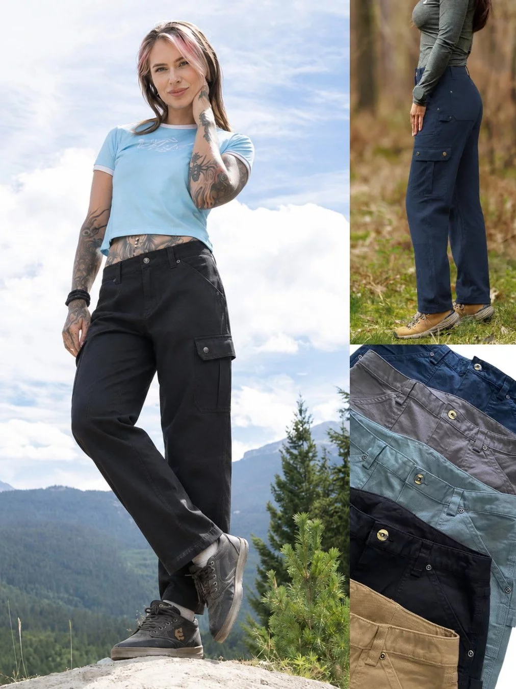 Celana Panjang Outdoor Kargo Wanita Stretchy Cutting Straight Relaxed-Fit - DLT-9506