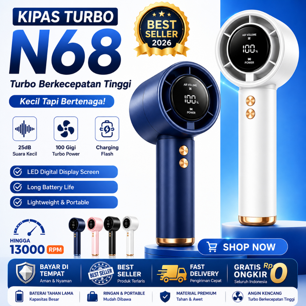 Jual (DF) Tutbo N68 USB Mini Fan Kipas High-speed kipas kipas angin ...