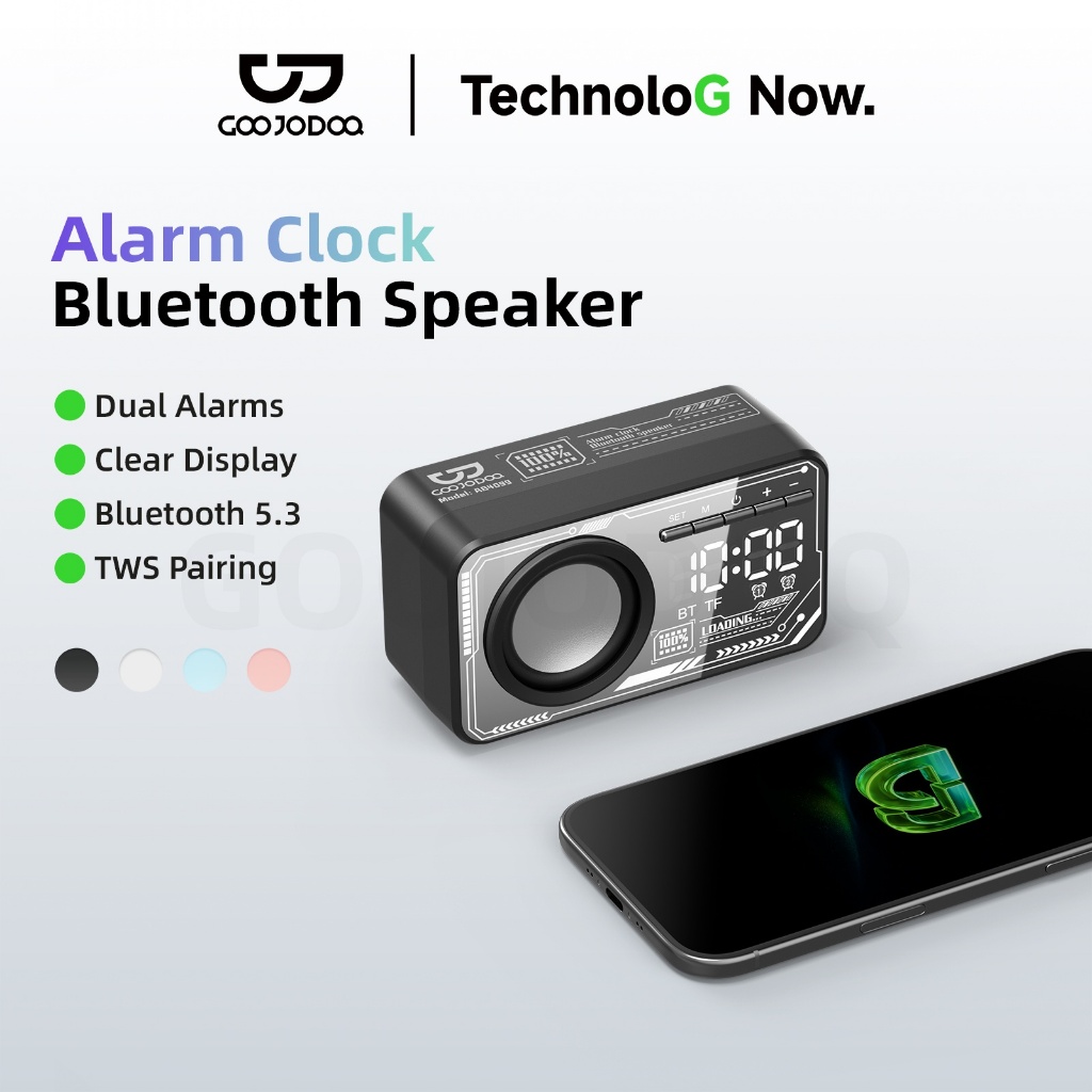 Jual GOOJODOQ Wireless Bluetooth Speaker With Clock Powerful Sound TWS ...
