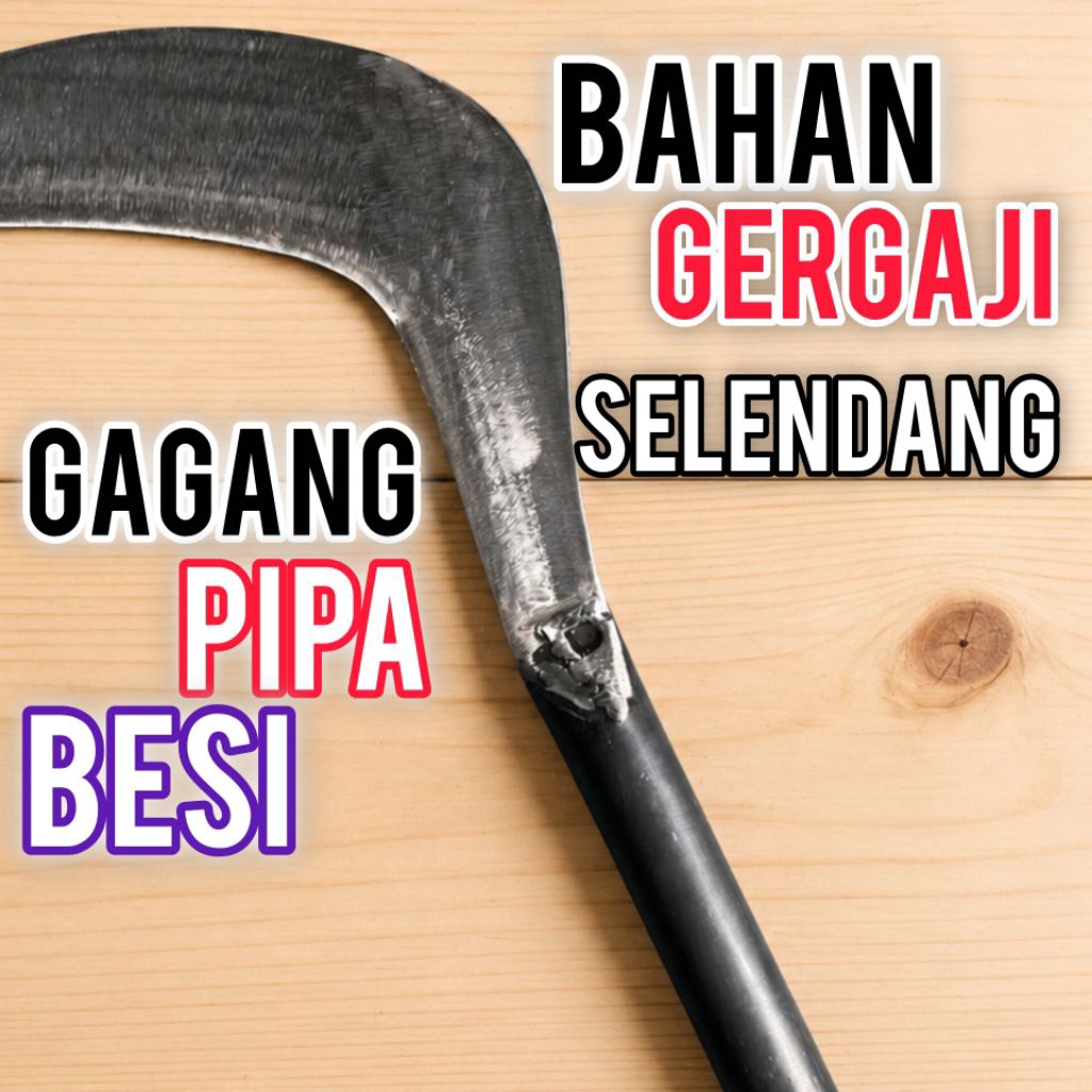Alat Potong Rumput Sabit Aret Bahan Baja Slendang Gagang Pipa Besi Anti Lepas