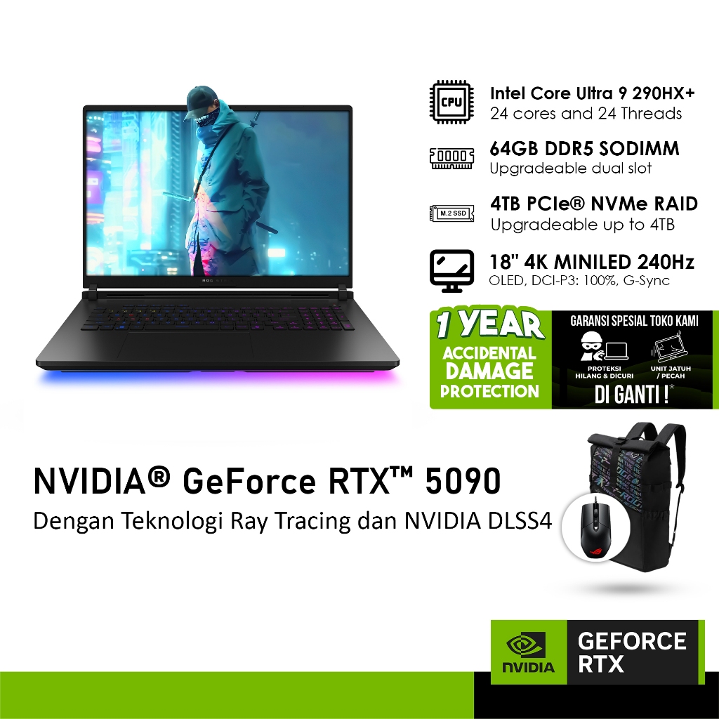 ASUS ROG STRIX SCAR 18 G835LXG GeForce RTX™ 5090 24GB - ULTRA 9 290HX+ 64GB 4TB RAID WINDOWS 11 18.0 4K MINILED 240HZ