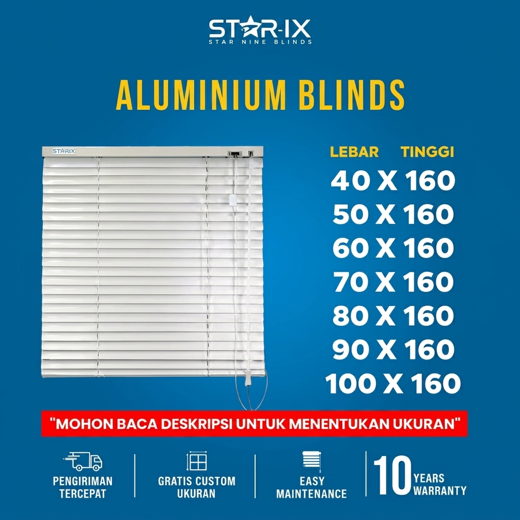 STAR-IX Venetian Blinds Aluminium T160 Tirai Krey Jendela Minimalis Modern