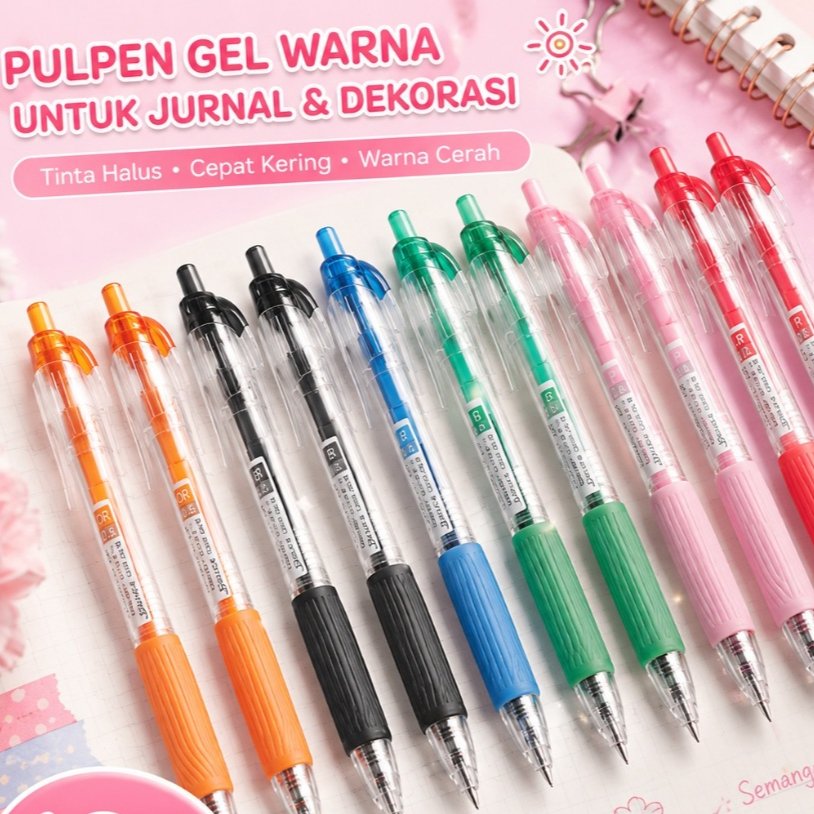 Bantex Colorful Gel Pen 0.5 mm / Pulpen Pena Satu Set 6 Warna BG1114