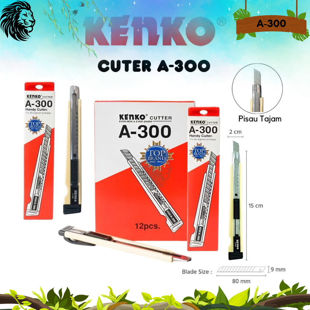 Jual KENKO Cutter A-300 Kecil AUTO LOCK Handy Cutter Tajam Serbaguna ...
