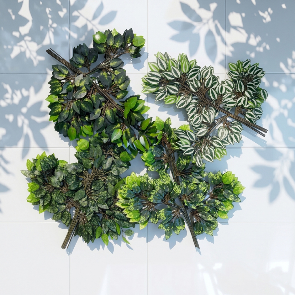 Daun Beringin 12Pcs 1 Lusin Daun Beringin Latex Artificial Dekorasi Cabang 3 Daun Indoor / CZ-244