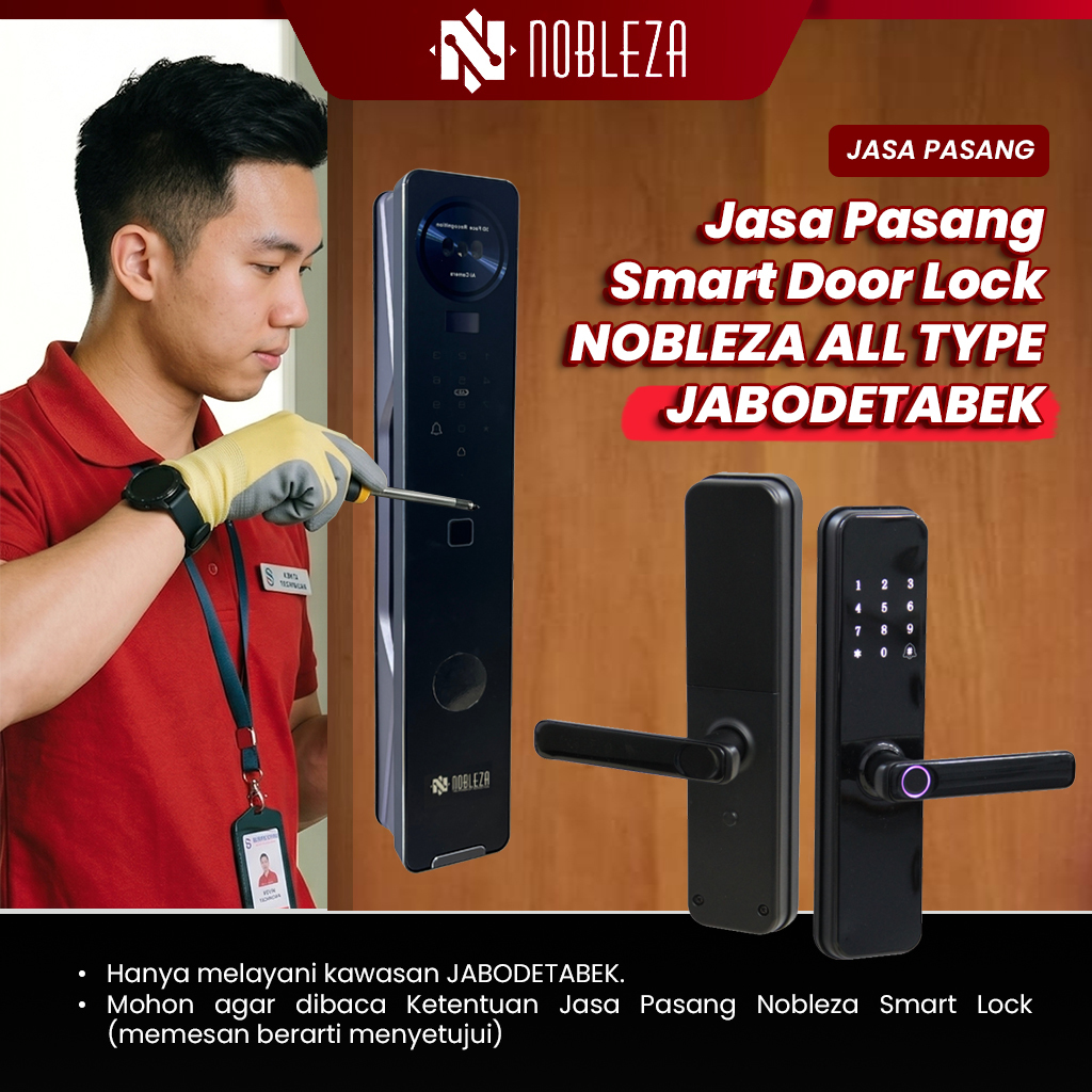 Jasa Pasang Smart Door Lock Handle Pintu oleh Teknisi NOBLEZA