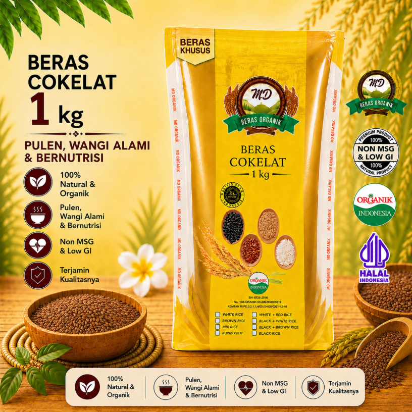 Jual MD Beras Cokelat Organik 1kg / MD Organic Brown Rice 1kg | Shopee ...
