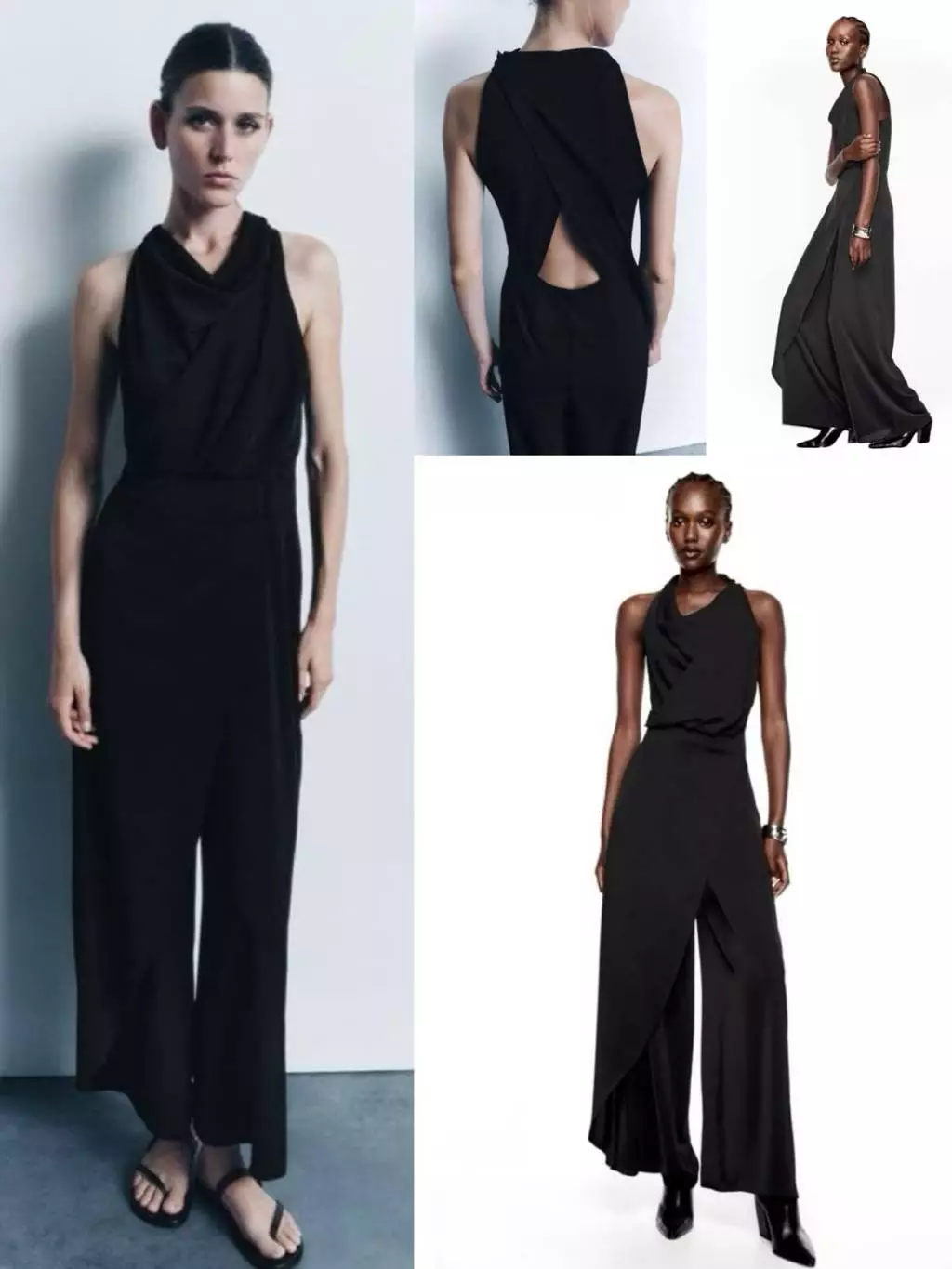 Jumpsuit Kulot Wanita ZR Cowl-Neck Wide-Leg Open Back Jumpsuit - 2704