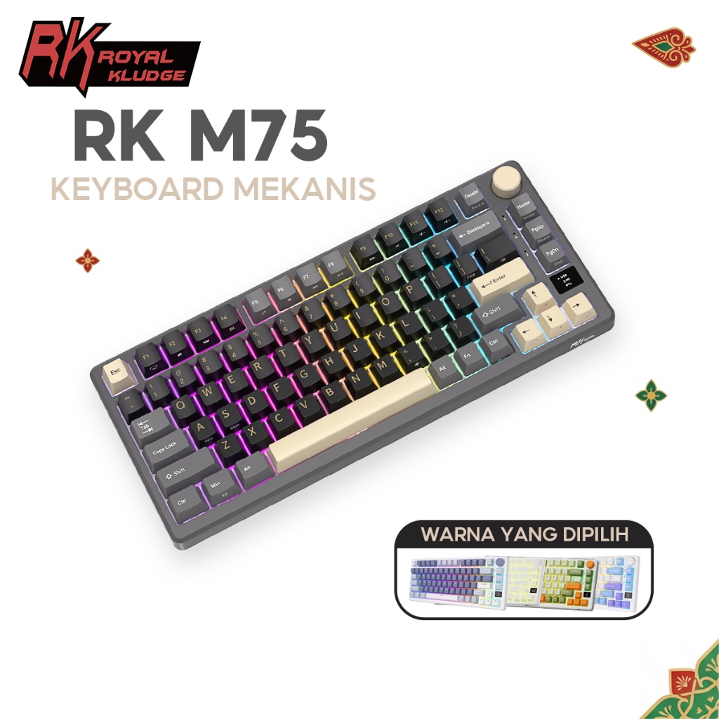 Jual RK Royal Kludge RKM75 Phantom 81 Keys Gasket RGB Hotswappable TFT ...