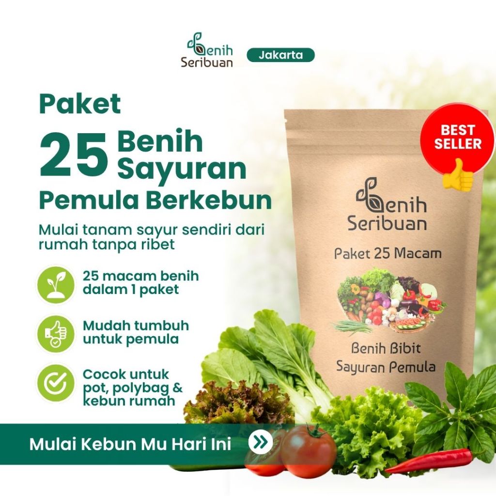 Benih Seribuan - Paket Lengkap 25 Macam Benih Sayur Sayuran Pemula