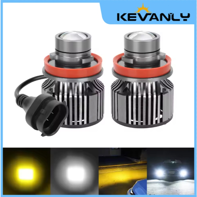 KEVANLY [Sepasang] Lampu kabut mobil Lampu LED Super Terang H11 H8 FOG LAMP Proyektor Mini Laser Mobil PROJIE Putih Kuning
