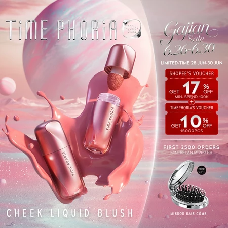 Pratinjau TIME PHORIA - Cheek Liquid Blush 5G-Blush On Waterproof Cream Blush Longlasting Highly-Pigmented Ultra-Blendable Ringan Flawless