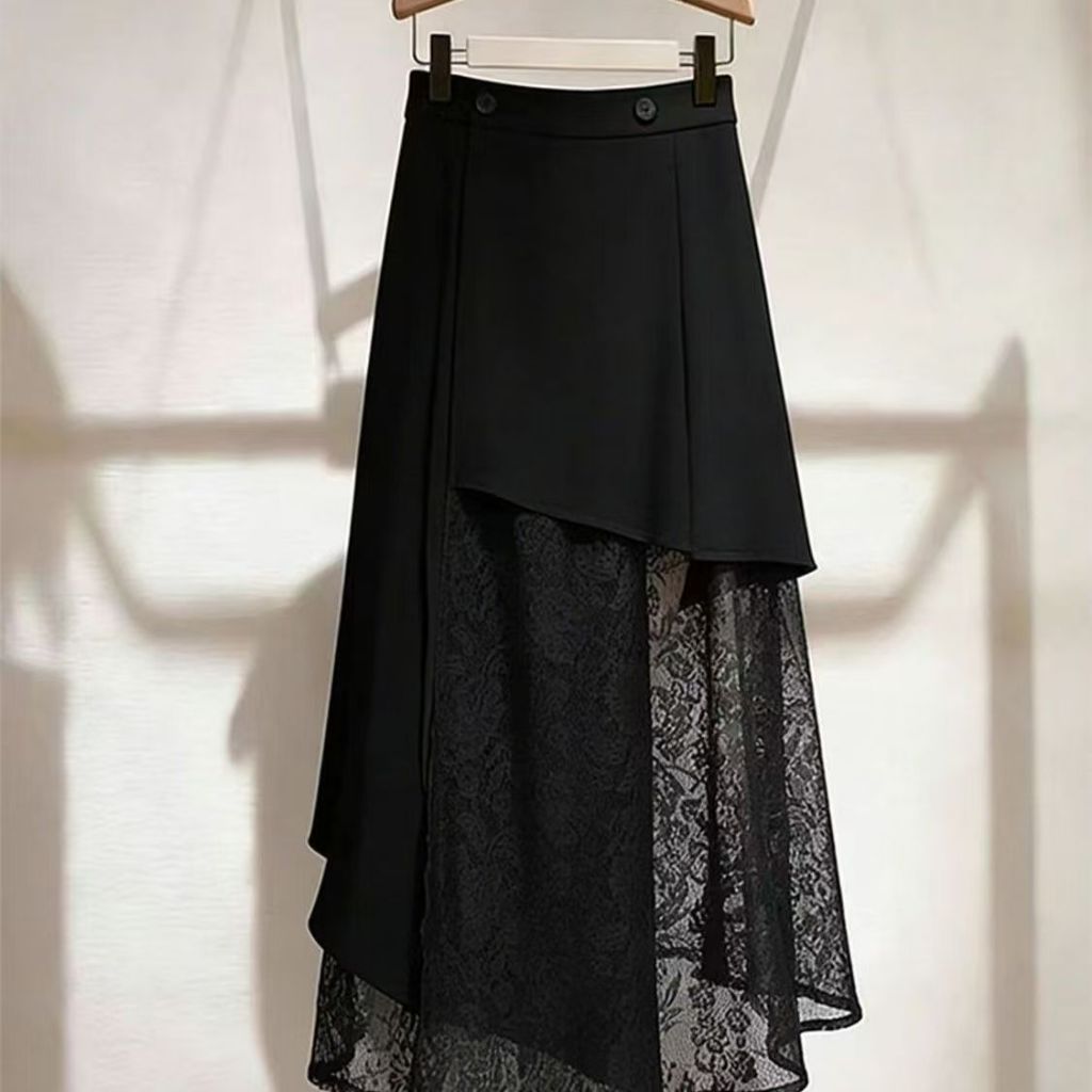 Jual Rok panjang wanita dengan patchwork renda dan lipatan pinggang ...