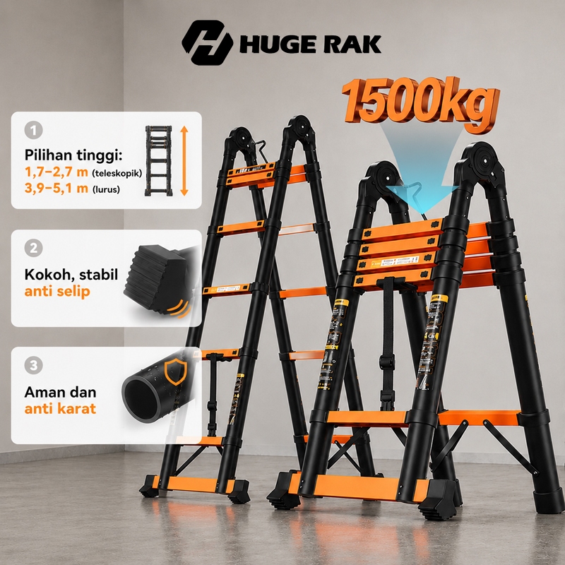 Jual HUGE -Tangga Lipat Aluminium 2M/3M/4M/5M/6MSuper Kokoh Tangga ...