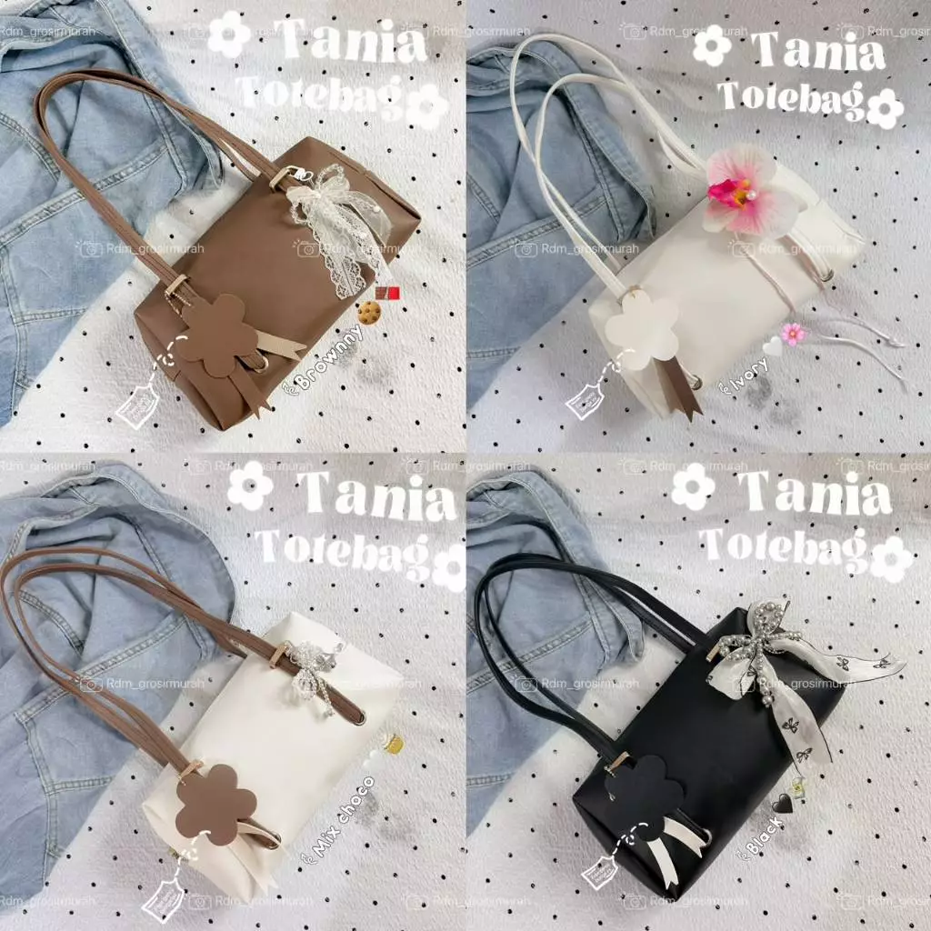 Totebag Wanita Tania Bunga Elegan | Tas Bahu Premium Simple Korean Style | Shoulder Bag Fashion Kekinian