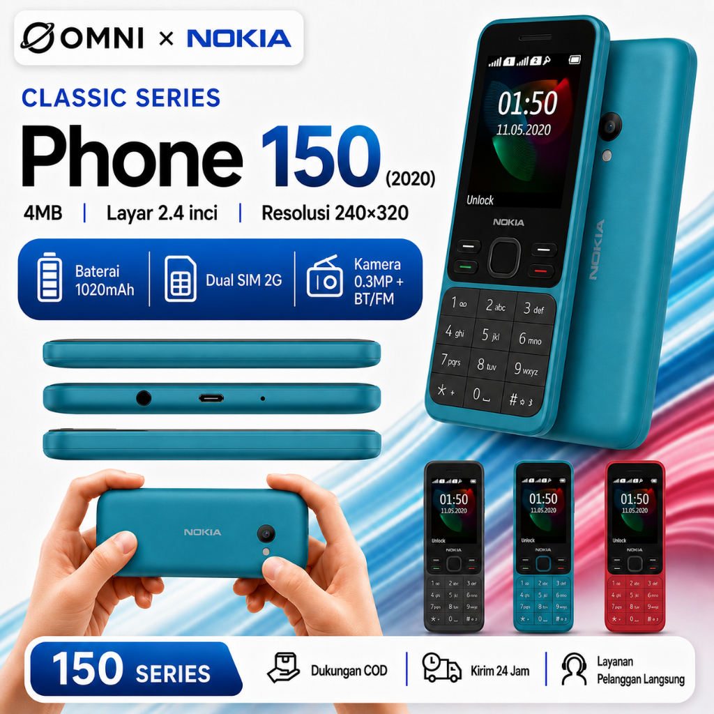 HP Nokia 150 2020 Dual SIM Sinyal Kuat Classic Premium Design Garansi Toko 30 Hari