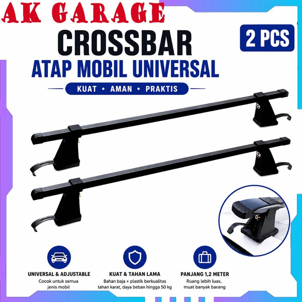 Jual 2PCS Cross Bar Crossbar Roof Rack Universal Kaki Rack Platinum ...