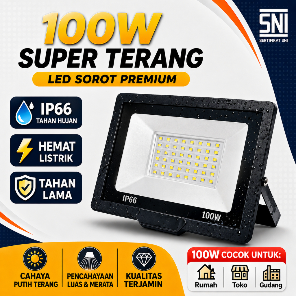 Lampu Sorot Outdoor Tahan Cuaca, Hemat Daya