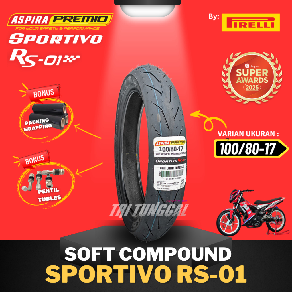 Jual [READY COD] BAN ASPIRA PREMIO SPORTIVO RS01 TUBELESS SOFT COMPOUND ...