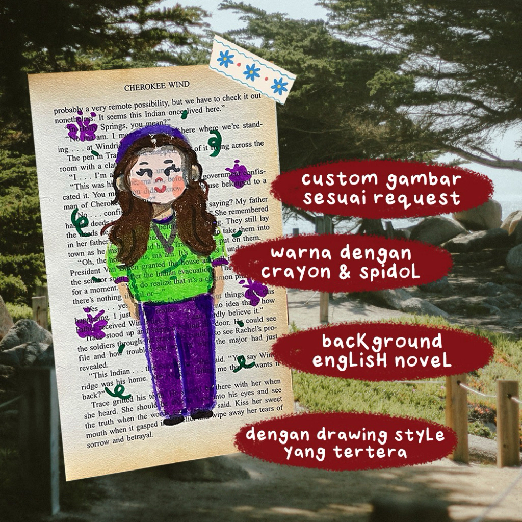Jual CUSTOM Gambar Potrait Drawing Full Color dengan Crayon Spidol ...