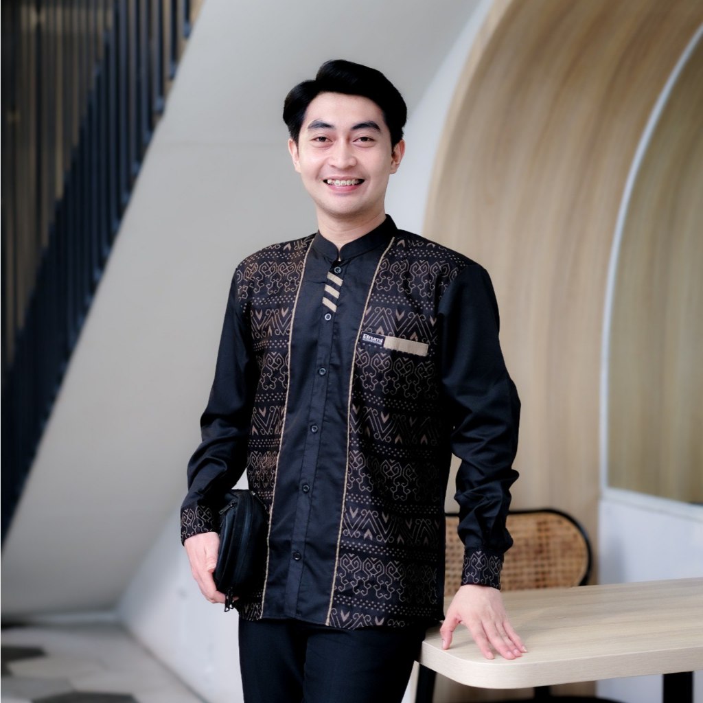 Baju Koko Pria Dewasa El Rumi Kombinasi Batik Motif Jari List Terbaru