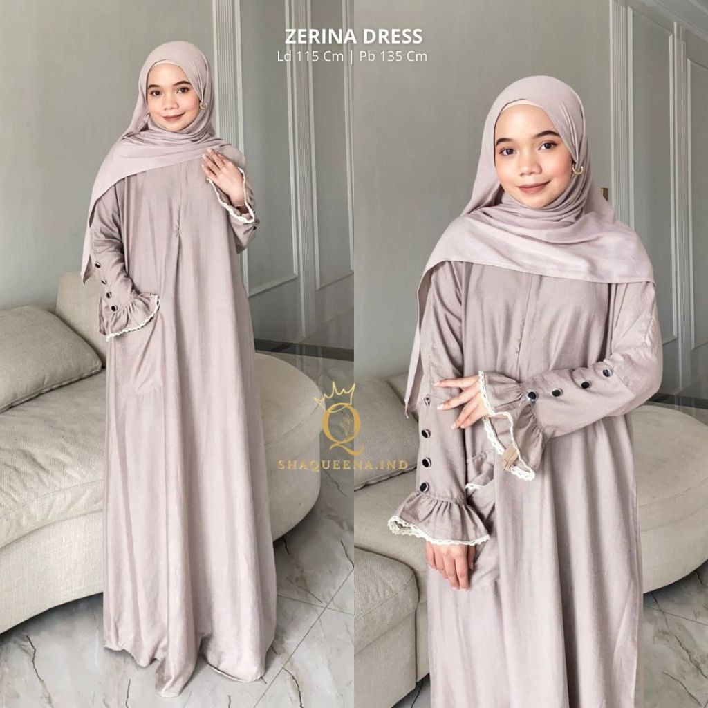 Jual Abaya Gamis Dress Wanita Muslim Polo Linen Polos Busui aksen ...