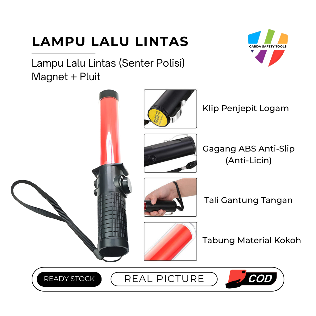 Jual Tongkat Parkir Lalin LED + Pluit & Magnet - Senter Lalu Lintas ...