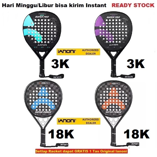 Jual IANONI CWIN Padel Racket Raket Full Carbon - Bahan Carbon Fiber ...