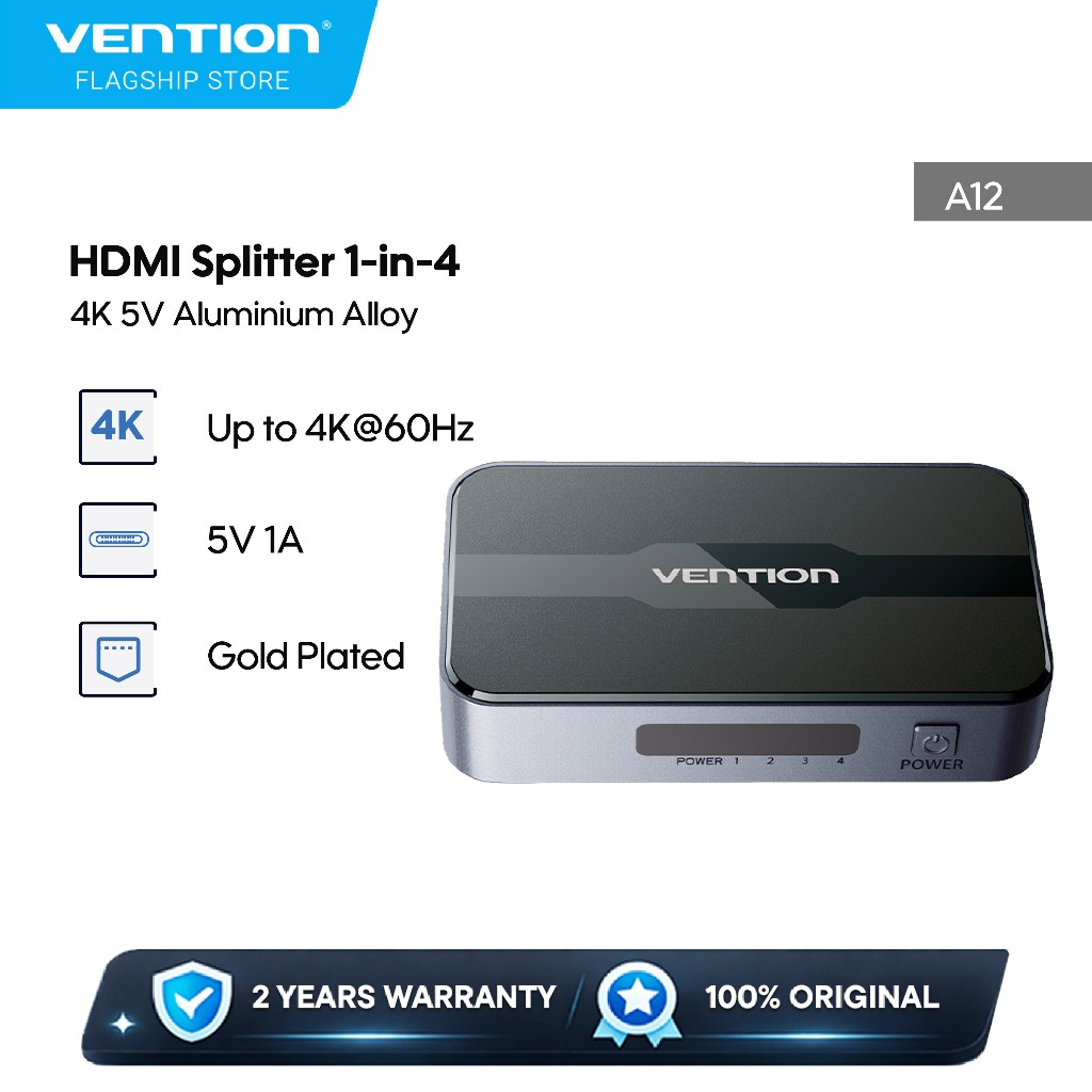 Jual Vention HDMI Splitter 1 in 4 3D 4K 30Hz Full HD - A12 | Shopee ...