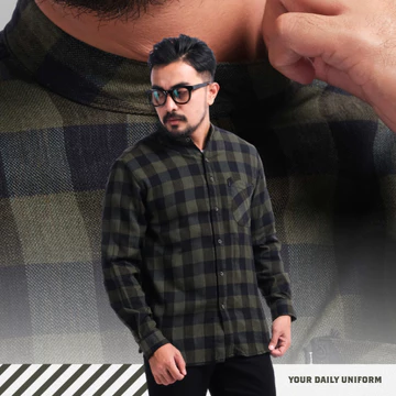 DGM Kemeja Pria Flanel Kerah Sanghai Koko Lengan Panjang Premium 057