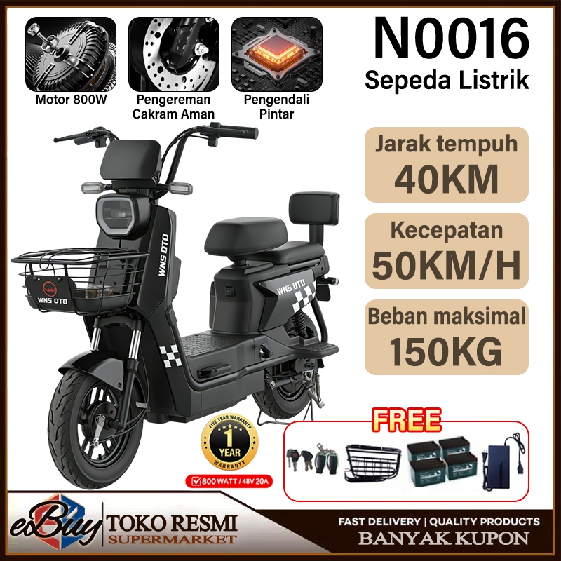 e-Buy Sepeda Listrik City 800 Watt Sepeda Motor 48V/20A Sepeda Listrik Dewasa 50KM/H