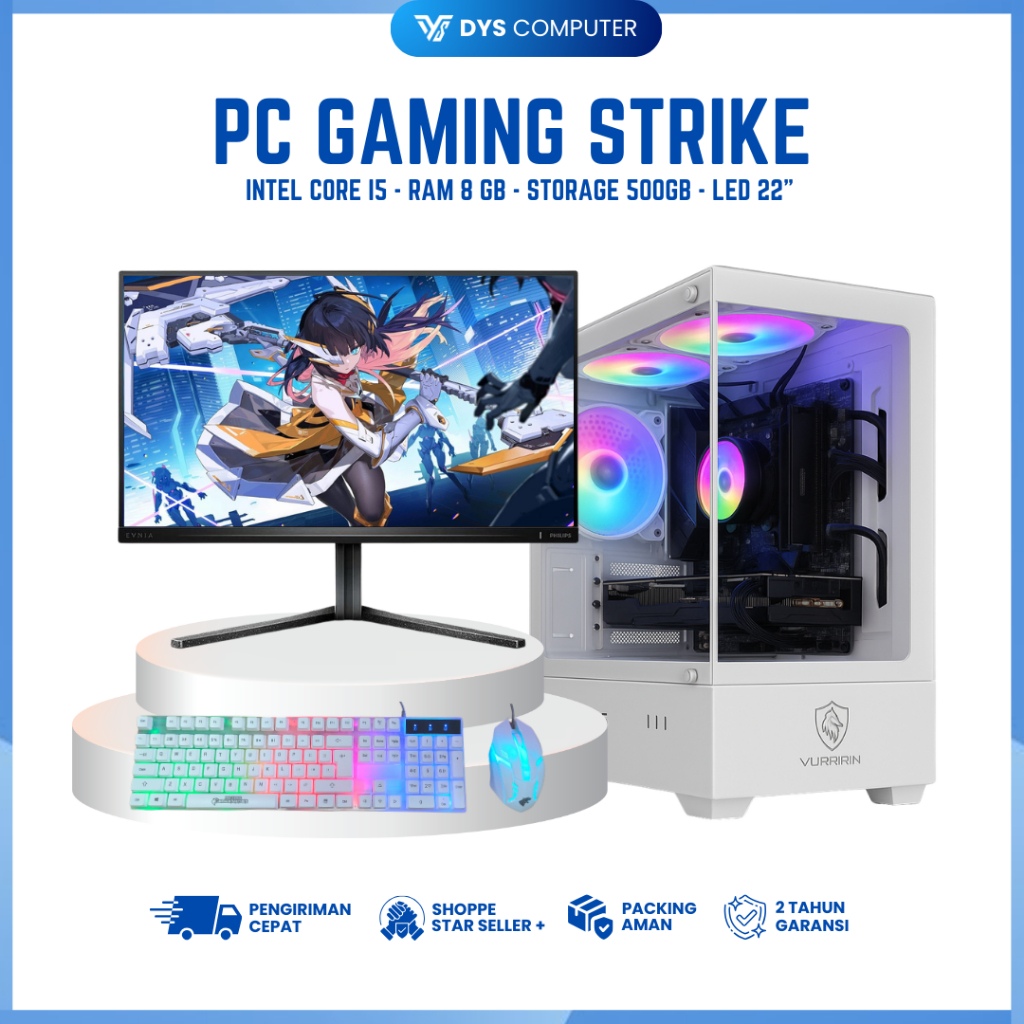 PC Full Set I5 Gaming Ram 16GB / 500GB / SSD / Led 22"6