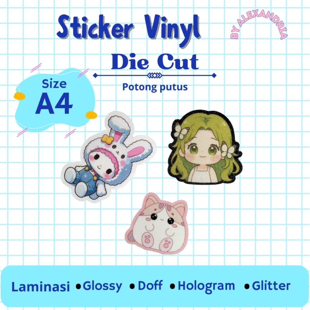 Jual Custom Sticker Vinyl Die Cut [ Potong Putus ] Per lembar A4 ...